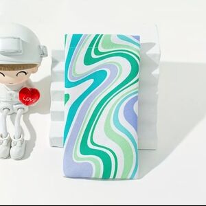 Colorful Design Glasses Pouch Soft Eyewear Sleeve PU Leather, Green Swirl